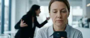 Kobieta z telefonem ignoruje krzyczącą koleżankę. Wskazówki, jak rozmawiać z narcyzem, mogą pomóc w takich sytuacjach.