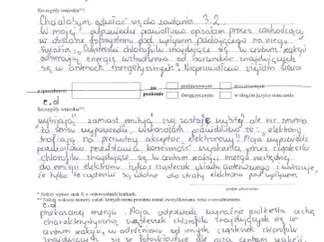 Wniosek o weryfikację sumy punktów: opisuje proces zachodzący w fotosystemie, wyjaśnia rolę chlorofilu i emisję elektronów.