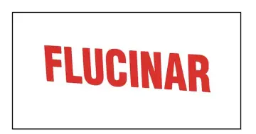 Czerwony napis "FLUCINAR" na białym tle.