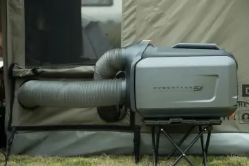 Climatiseur mobile réversible mode chauffage, prêt à réchauffer votre tente.