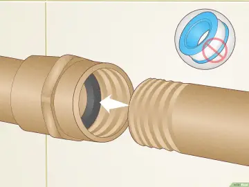 Instrukcja pokazuje, jak nawijać taśmę teflonową na gwinty, by zapewnić szczelność połączeń hydraulicznych.