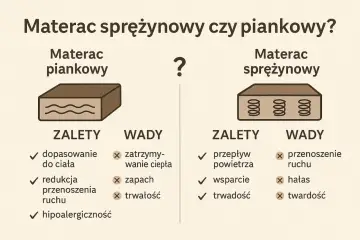 Porównanie materacy: piankowy vs sprężynowy. Ranking materacy piankowych a sprężynowych co wybrać dla kręgosłupa. Zalety i wady obu typów.