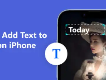 Dowiedz się, jak napisać tekst na zdjęciu w telefonie. Na ekranie iPhone'a widać napis "Today" nad portretem kobiety.