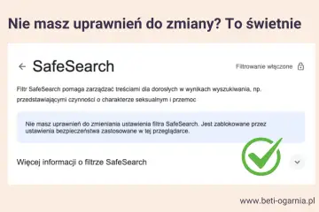 SafeSearch włączony. Nie możesz zmienić ustawień, bo są zablokowane. To dobrze dla safesearch.