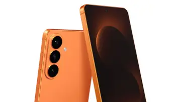 Pomarańczowy Samsung S26 premiera. Dwa telefony, jeden z tyłu z trzema aparatami, drugi z przodu z ekranem.