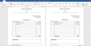 Widok dokumentu Word z dwoma identycznymi szablonami. Pokazuje, jak przesunąć tabelę w Wordzie, gdy jest ona częścią większego dokumentu.