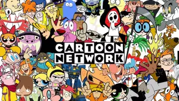 Kolorowy kolaż postaci z bajek Cartoon Network: Atomówki, Krowa i Kurczak, Johnny Bravo, Dexter, Ed, Edd n Eddy, Koks, Mroczne przygody Billy'ego i Mandy, Tom i Jerry, Scooby-Doo i inni.