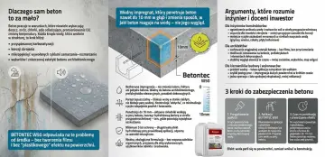 Beton zyskuje **powierzchnia hydrofobowa** dzięki impregnacji Betontec W50, która chroni przed wodą i uszkodzeniami, zachowując naturalny wygląd betonu.