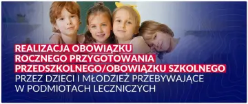 Uśmiechnięte dzieci, które realizują obowiązek rocznego przygotowania przedszkolnego (zerówka) w placówkach leczniczych.