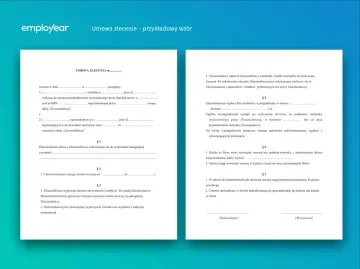 Wzór umowy cywilnoprawnej zlecenie, zawierający dane stron, zakres czynności, wynagrodzenie i warunki rozwiązania umowy.