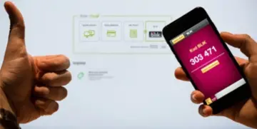 Kciuk w górę i smartfon z kodem BLIK. To pokazuje, jak łatwo i szybko można płacić, np. przez Allegro Pay.