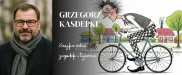 Grzegorz Kasdepke, autor książek pełnych zagadek i tajemnic. Na ilustracji detektyw pozytywka na rowerze.