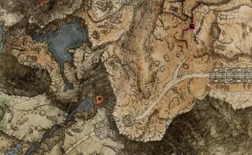 Mapa przedstawia **Altus Plateau** z zaznaczonym punktem na północnym wschodzie. Widoczne ruiny, jezioro i krater.