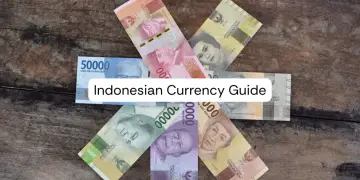 Indonezyjska waluta na Bali: banknoty 50000, 20000, 2000, 1000 rupii.