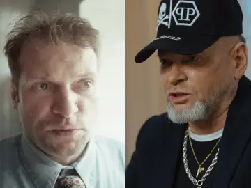 Rutkowski kiedyś i dziś: młodszy, w koszuli i krawacie, obok starszy, w czapce z daszkiem i z biżuterią.