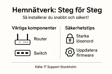 Hemnätverk: Steg för steg. Viktiga komponenter: Router, Switch. Säkerhetstips: Starka lösenord, uppdatera firmware. Perfekt för din ip tv-upplevelse.