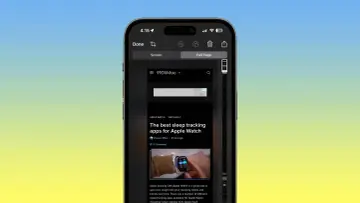 iPhone zrzut ekranu z opcją "Full Page" i podglądem artykułu o Apple Watch.