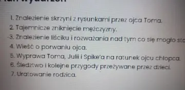 Streszczenie "Skrzyni Władcy Piorunów": odnalezienie skrzyni, tajemnicze zniknięcie ojca, wyprawa na ratunek, śledztwo i przygody dzieci.