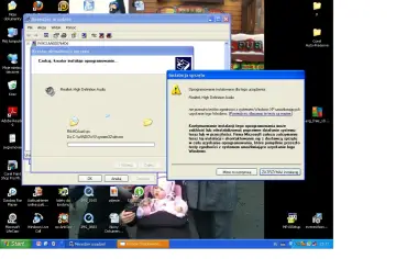 Instalacja Realtek High Definition Audio. Kreator sprzętu ostrzega o braku testów zgodności z Windows XP.
