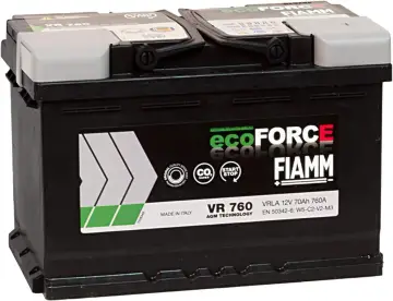 Batteria auto FIAMM ecoFORCE VR 760, 12V 70Ah. Ideale per sistemi start e stop non funziona? Questa è la soluzione.