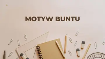 Motyw buntu w literaturze. Notatnik, ołówki, linijka i spinacze biurowe sugerują szkolne zadanie lub projekt.