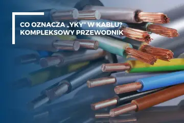 Zestaw przewodów elektrycznych, w tym yky, z widocznymi miedzianymi żyłami i kolorowymi izolacjami.