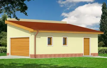 Budynek Gospodarczy z Dachem Jednospadowym - Garaże dwustanowiskowe