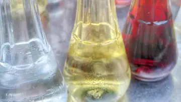 Trzy butelki z różnymi kolorami płynów. Zastanawiasz się, rakija co to? To tradycyjny alkohol.