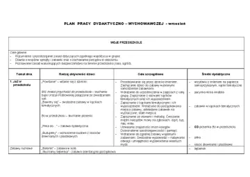 Plan pracy dydaktyczno-wychowawczej na wrzesień: "Moje przedszkole" - zabawy, piosenki i nauka zasad.