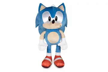 Pluszowy Sonic, który wygląda, jakby miał już sporo lat, ale wciąż jest gotów do przygód.