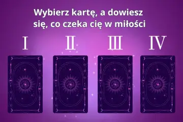 Wybierz kartę, a dowiesz się, co czeka cię w miłości. Cztery karty tarota z mistycznym wzorem.
