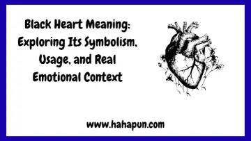 Ilustracja serca z tekstem "Black Heart Meaning", wyjaśniająca, co oznacza czarne serce, jego symbolikę i kontekst emocjonalny.