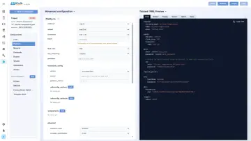 The esphome app interface shows configuration options for a "Kitchen Temperature" project, with the platform set to ESP32.