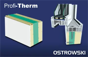 Przekroje okna i materiału izolacyjnego Profi-Therm.