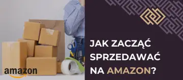 Jak zacząć sprzedawać na Amazon i Allegro? Poradnik dla nowych firm. Stos paczek i logo Amazon.