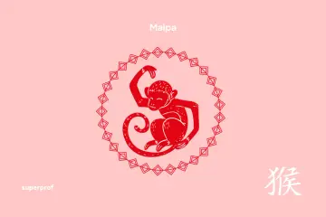 Czerwona małpa w okręgu, symbol chińskiego znaku zodiaku 2004.