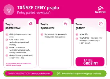 Tauron oferuje różne taryfy prądu: podstawowe, dynamiczne i tanie godziny. Sprawdź, która zmiana taryfy będzie dla Ciebie najlepsza!