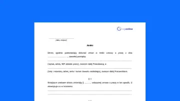 Dokument "Aneks" do umowy o pracę, wprowadzający zmiany w jej treści.