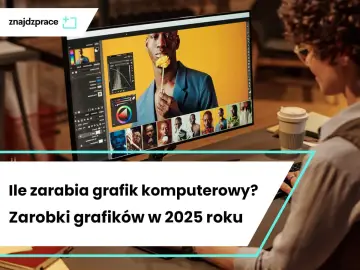 Osoba pracuje przy komputerze, edytując zdjęcie. Dowiedz się, ile zarabia grafik komputerowy w 2025 roku.