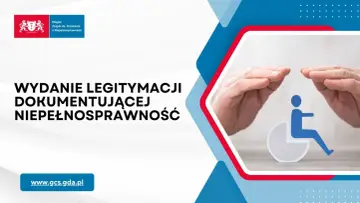 Wydanie legitymacji dokumentującej niepełnosprawność. Dwie dłonie chronią symbol osoby na wózku inwalidzkim.
