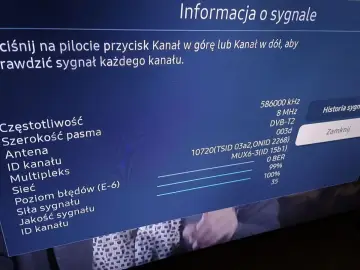 Informacja o sygnale TV. Sprawdź siłę i jakość sygnału anteny, aby poprawić odbiór.