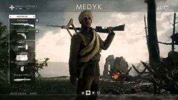 Medyk w grze **battlefield battle royale** przygotowuje się do walki na zrujnowanym polu bitwy.