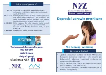 Wsparcie dla osób zmagających się z chorobami psychicznymi, w tym depresją. Informacje o telefonach zaufania i wsparciu.