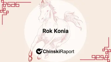 Ilustracja przedstawia biegnącego konia, symbol Roku Konia, z chińskimi zdobieniami.