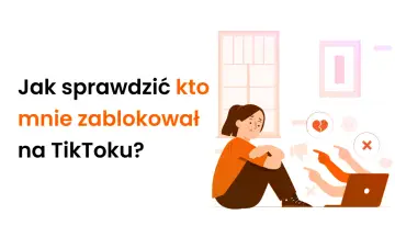 Smutna dziewczyna zastanawia się, jak sprawdzić czy ktoś zablokował mój numer na TikToku. Wokół niej symbole odrzucenia i krytyki.