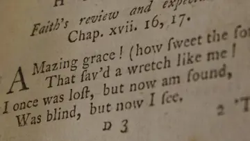 Amazing grace lyrics: "Mazing grace! (how fweet the for... I once was lost, but now am found, Was blind, but now I see.