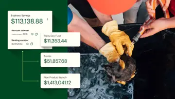 A nonprofit's reserves: $113k business savings, $11k rainy day fund, $51k events, and $1.4M for a new product launch.