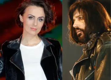 Natalia Niemen i jej mąż, oboje w skórzanych kurtkach, prezentują rockowy styl.