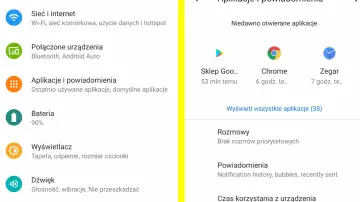 Ustawienia telefonu: Aplikacje i powiadomienia, gdzie można dowiedzieć się, jak wyłączyć powiadomienia.