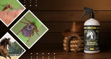 Spray na owady dla koni. Skutecznie odstrasza komary i kleszcze, zapewniając ochronę.